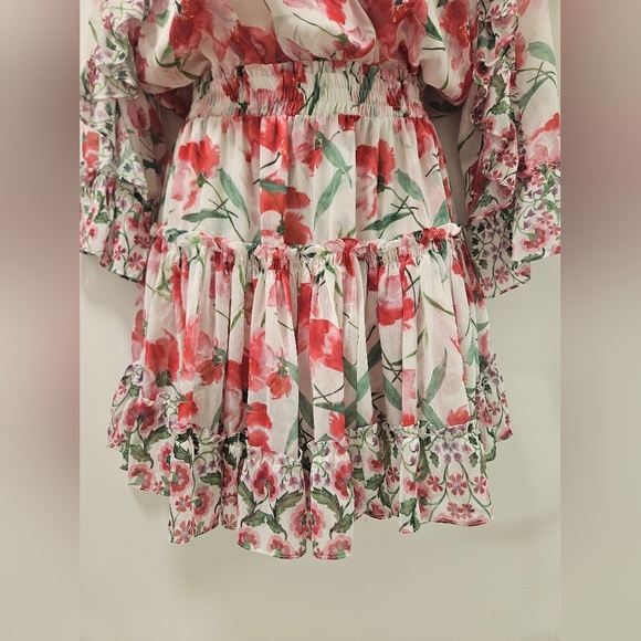 Misa Los Angeles Eliza Tiered Ruffle Chiffon Mini Dress Size S - Picture 10 of 16